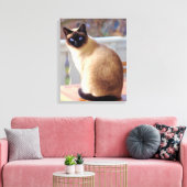 Beautiful Siamese Cat Blue Eyes Canvas Afdruk (Insitu (Woonkamer))