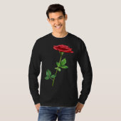 Beautiful Single Red Rose Flower Love For Floral T-shirt (Voorkant volledig)