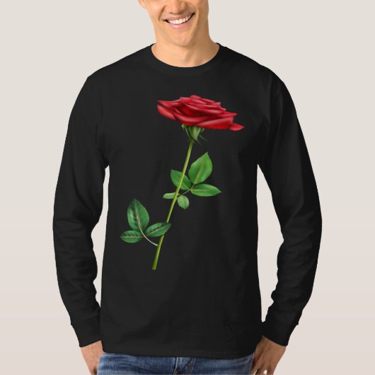 Beautiful Single Red Rose Flower Love For Floral T-shirt (Voorkant)