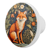 Beautiful Sitting Red Fox William Morris Inspired  Keramische Knop (Rechts)