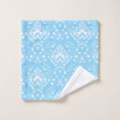 Beautiful sky blue and white floral pattern bad handdoek (Wasdoekje)