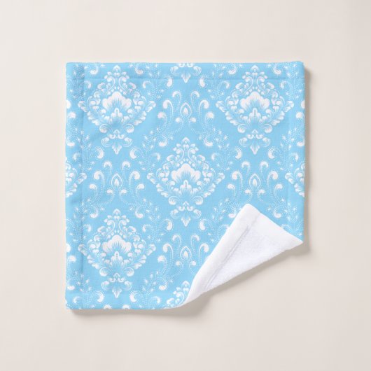 Beautiful sky blue and white floral pattern bad handdoek (Wasdoekje)
