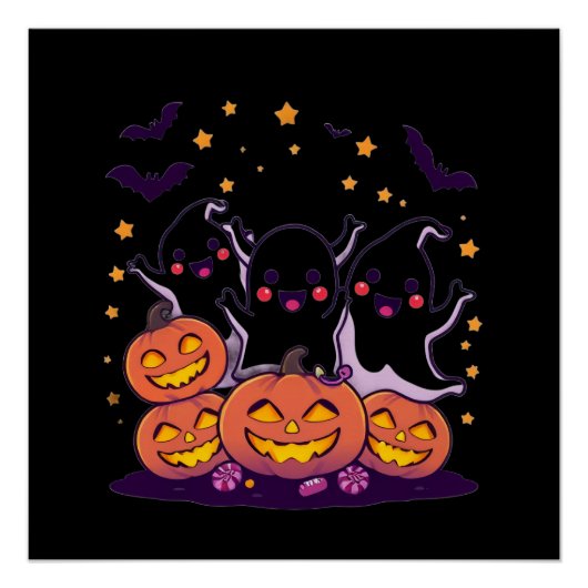 Beautiful Spooky Kawaii Halloween Print Perfect Poster (Voorkant)