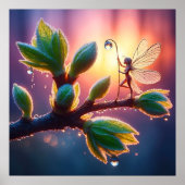 Beautiful spring nature with miniature pixie art poster (Voorkant)