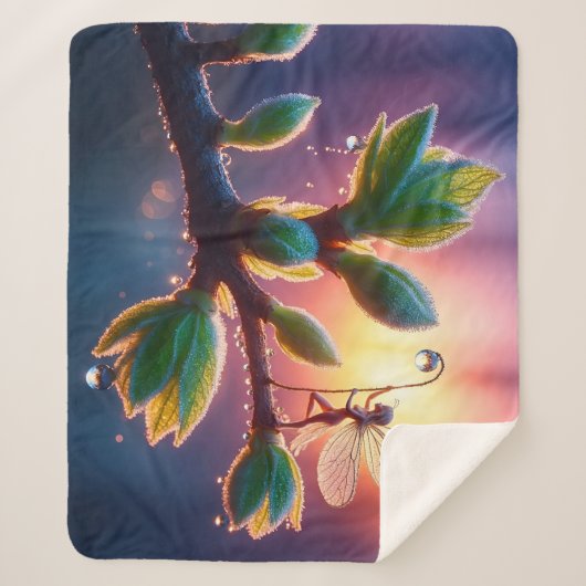 Beautiful spring nature with miniature pixie art sherpa deken (Voorkant)