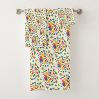 Beautiful Spring Otomi Flower Pattern cute summer Bad Handdoek