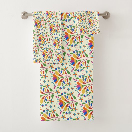 Beautiful Spring Otomi Flower Pattern cute summer Bad Handdoek (Insitu)