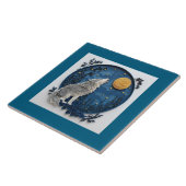 Beautiful Stylish Grey Wolf Howling at the Moon Tegeltje (Zijkant)