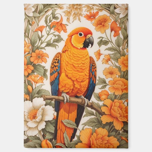 Beautiful Sun Conure William Morris Inspired Magneet (Voorkant)