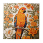 Beautiful Sun Conure William Morris Inspired Tegeltje (Voorkant)
