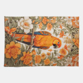 Beautiful Sun Conure William Morris Inspired Theedoek (Horizontaal)