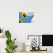 beautiful sun flowers with cloudy blue sky poster (Thuiskantoor)