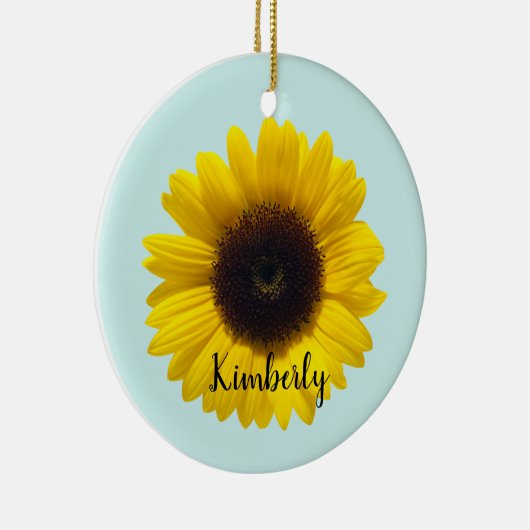 Beautiful Sunflower Personalize With Name Keramisch Ornament (Rechts)