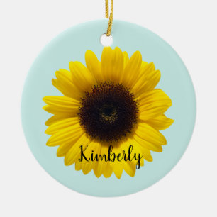 Beautiful Sunflower Personalize With Name Keramisch Ornament