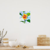 Beautiful Sunflower watercolor painting  Poster (Keuken)
