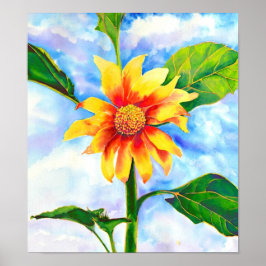 Beautiful Sunflower watercolor painting  Poster