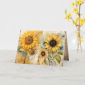 Beautiful sunflowers folded greeting card kaart (Gele Bloem)