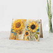 Beautiful sunflowers folded greeting card kaart (Voorkant)