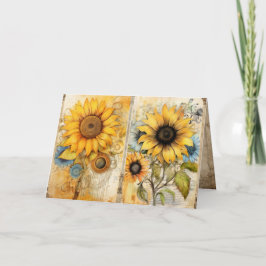 Beautiful sunflowers folded greeting card kaart