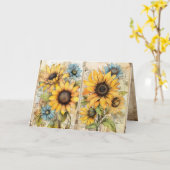 Beautiful sunflowers folded greeting card kaart (Gele Bloem)