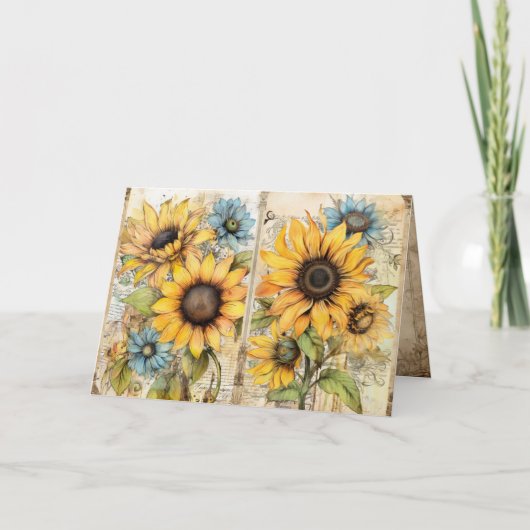 Beautiful sunflowers folded greeting card kaart (Voorkant)