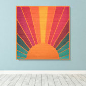 Beautiful Sunny Sun Rays Southwestern Folk Art Canvas Afdruk (Insitu (Houten vloer))