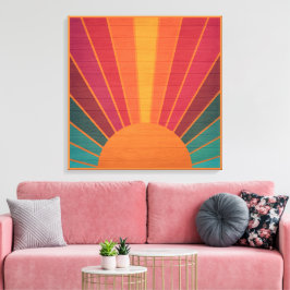Beautiful Sunny Sun Rays Southwestern Folk Art Canvas Afdruk