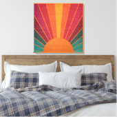 Beautiful Sunny Sun Rays Southwestern Folk Art Canvas Afdruk (Insitu (Slaapkamer))