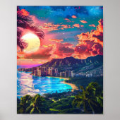 Beautiful Sunset on Hawaiian Beach Poster (Voorkant)