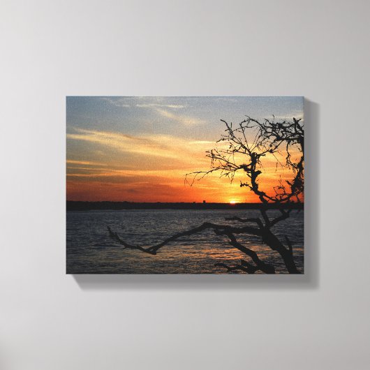 Beautiful sunset over the river canvas afdruk (Voorkant)