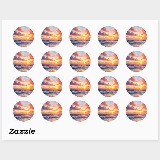 Beautiful Sunset Ronde Sticker (Vel)
