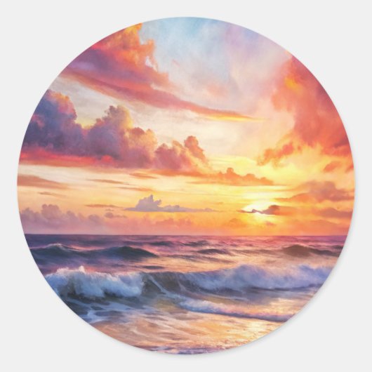 Beautiful Sunset Ronde Sticker (Voorkant)