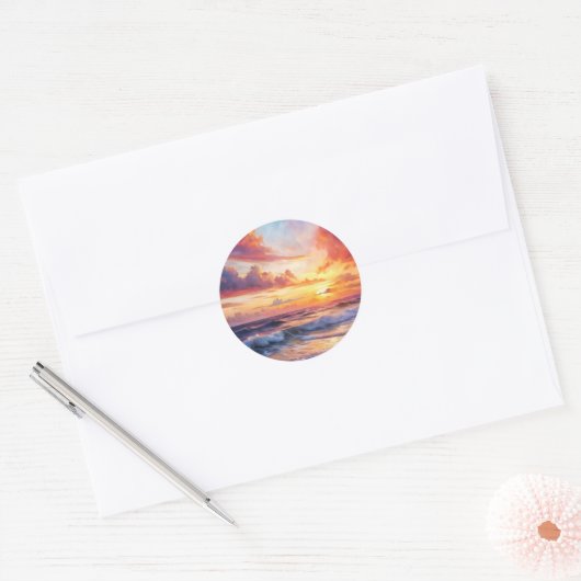 Beautiful Sunset Ronde Sticker (Envelop)
