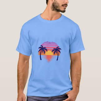 Beautiful sunset scene with palm trees t-shirt