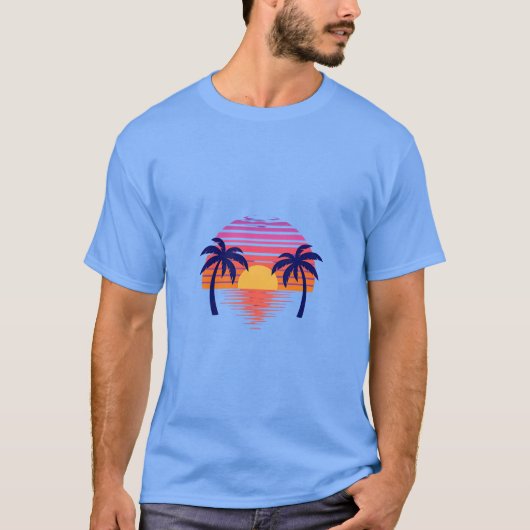 Beautiful sunset scene with palm trees t-shirt (Voorkant)