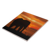 Beautiful Sunset with Silhouette of Elephant Tegeltje (Zijkant)