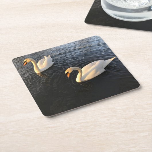 Beautiful swans kartonnen onderzetters (Schuin)