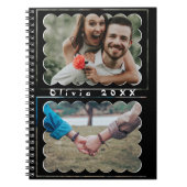 Beautiful Trendy Custom Monogram 2 Photo Collage Notitieboek (Voorkant)