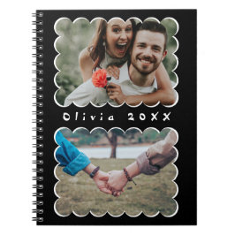 Beautiful Trendy Custom Monogram 2 Photo Collage Notitieboek