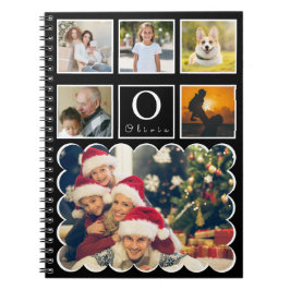 Beautiful Trendy Custom Monogram 6 Photo Collage Notitieboek