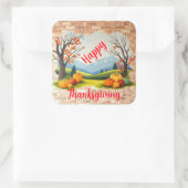 Beautiful Trendy Happy Thanksgiving Fall Vierkante Sticker (Tas)