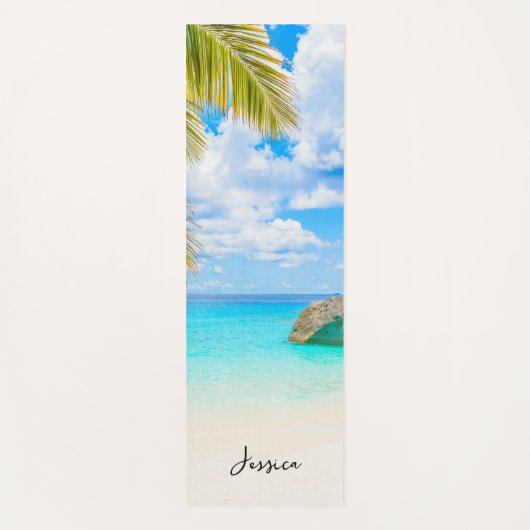 Beautiful Tropical Beach with Script Yogamat (Voorkant)