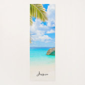 Beautiful Tropical Beach with Script Yogamat (Achterkant)