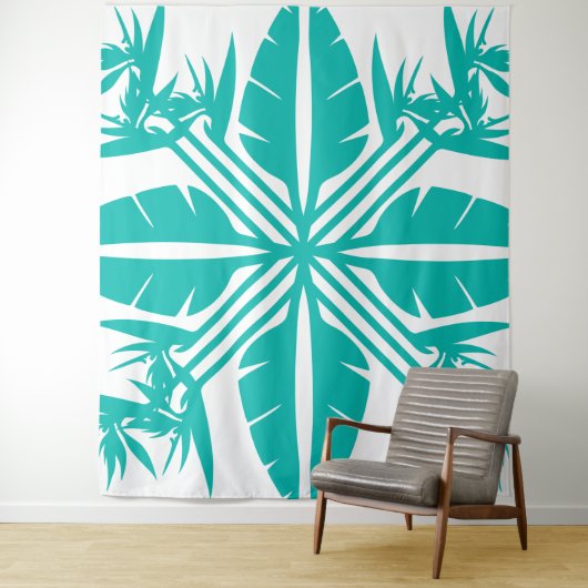 Beautiful Tropical Hawaiian quilt block tapestry Wandkleed (In situ)