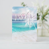 BEAUTIFUL TROPICAL OCEAN SUNRISE RSVP Weddenschap (Staand voorkant)