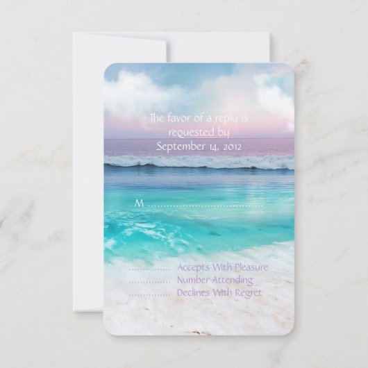 BEAUTIFUL TROPICAL OCEAN SUNRISE RSVP Weddenschap (Achterkant)
