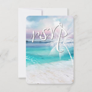 BEAUTIFUL TROPICAL OCEAN SUNRISE RSVP Weddenschap Kaartje
