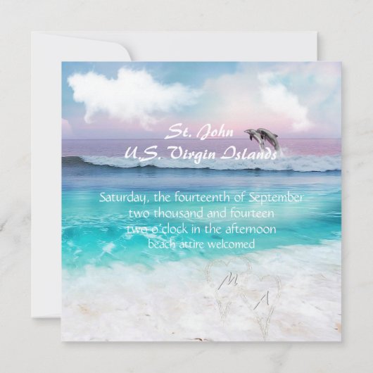 BEAUTIFUL TROPICAL OCEAN SUNRISE Wedding Invitatio Kaart (Achterkant)