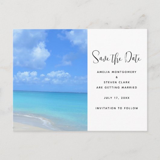 Beautiful Turquoise Tropical Beach Aankondigingskaart (Voorkant)