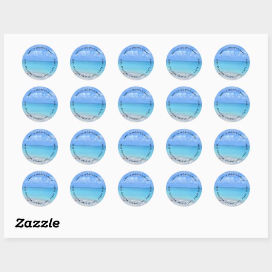 Beautiful Turquoise Tropical Beach - Address Ronde Sticker (Vel)